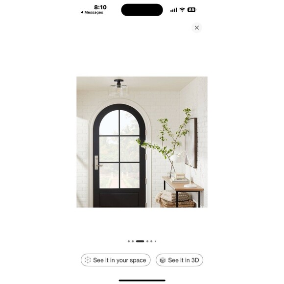 Threshold Black Semi FlushMount Ceiling Light w Clear Glass By Studio McGee NEW - Picture 5 of 5